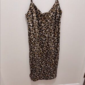 New Rebecca Minkoff Cheetah Animal Print Midi Slip Tank Dress Size Medium
